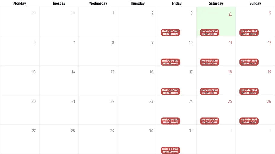 Calendario mensual de todos tus vuelos